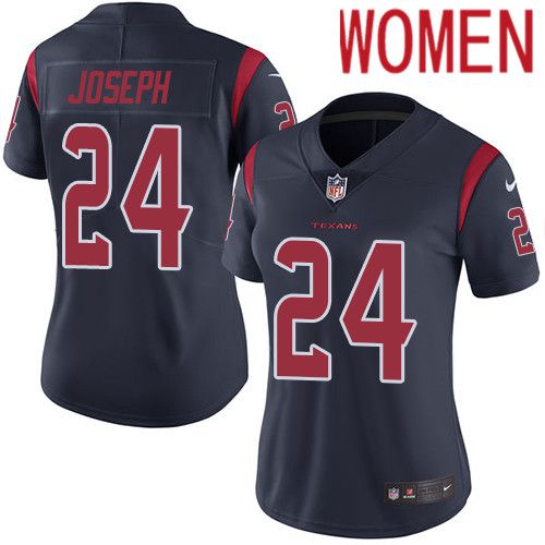 Women Houston Texans #24 Johnathan Joseph Navy Blue Nike Rush Vapor Limited NFL Jersey